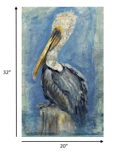 Blue Watercolor Pelican Wall Art