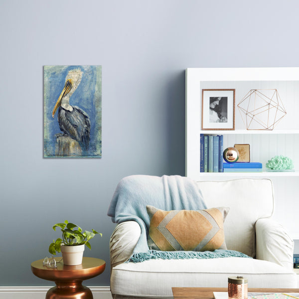 Blue Watercolor Pelican Wall Art