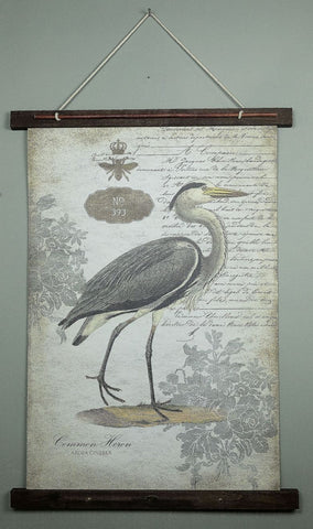 Grey Vintage Heron Tapestry Wall Décor