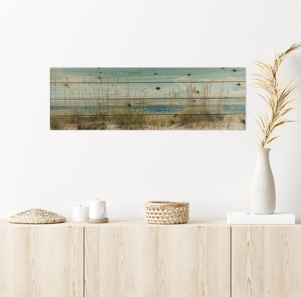 36" Long Ocean Sand Dunes Wood Plank Wall Art