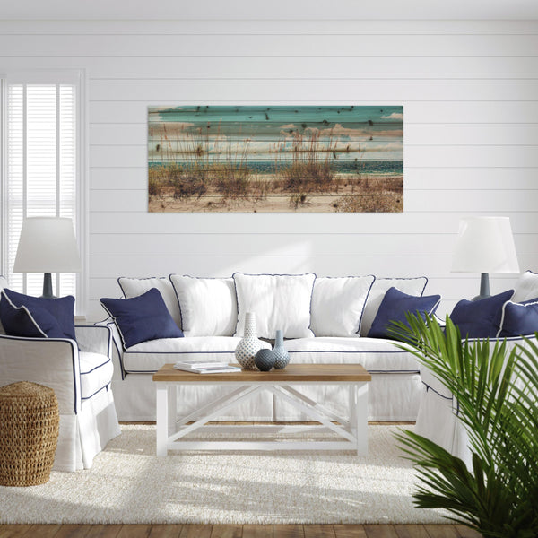 45" Long Ocean Sand Dunes Wood Plank Wall Art