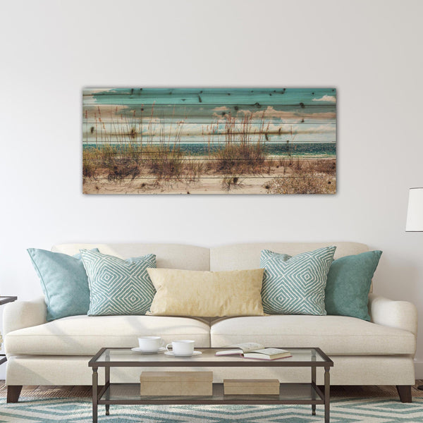 45" Long Ocean Sand Dunes Wood Plank Wall Art