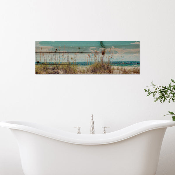 27" Long Ocean Sand Dunes Wood Plank Wall Art