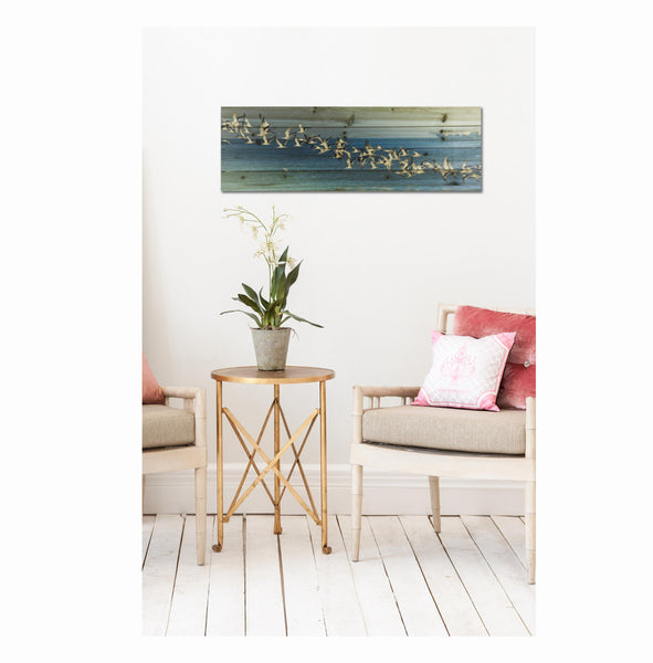 36" Elegant Birds in Flight Wood Plank Wall Art