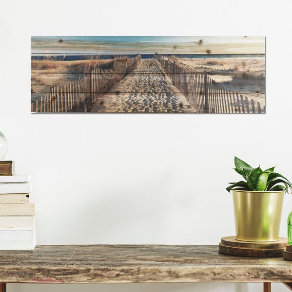 36" Take a Walk to the Beach Wood Plank Wall Art