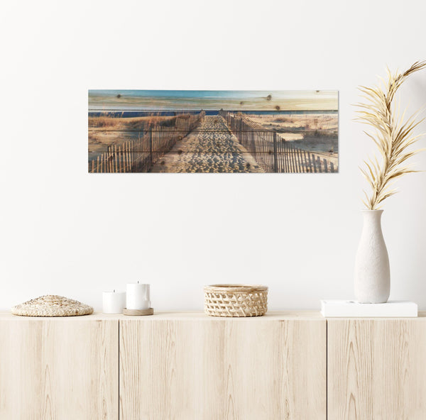 36" Take a Walk to the Beach Wood Plank Wall Art