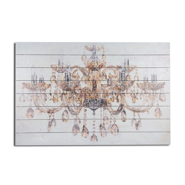 36" Luxurious Vintage Chandelier Wood Plank Wall Art