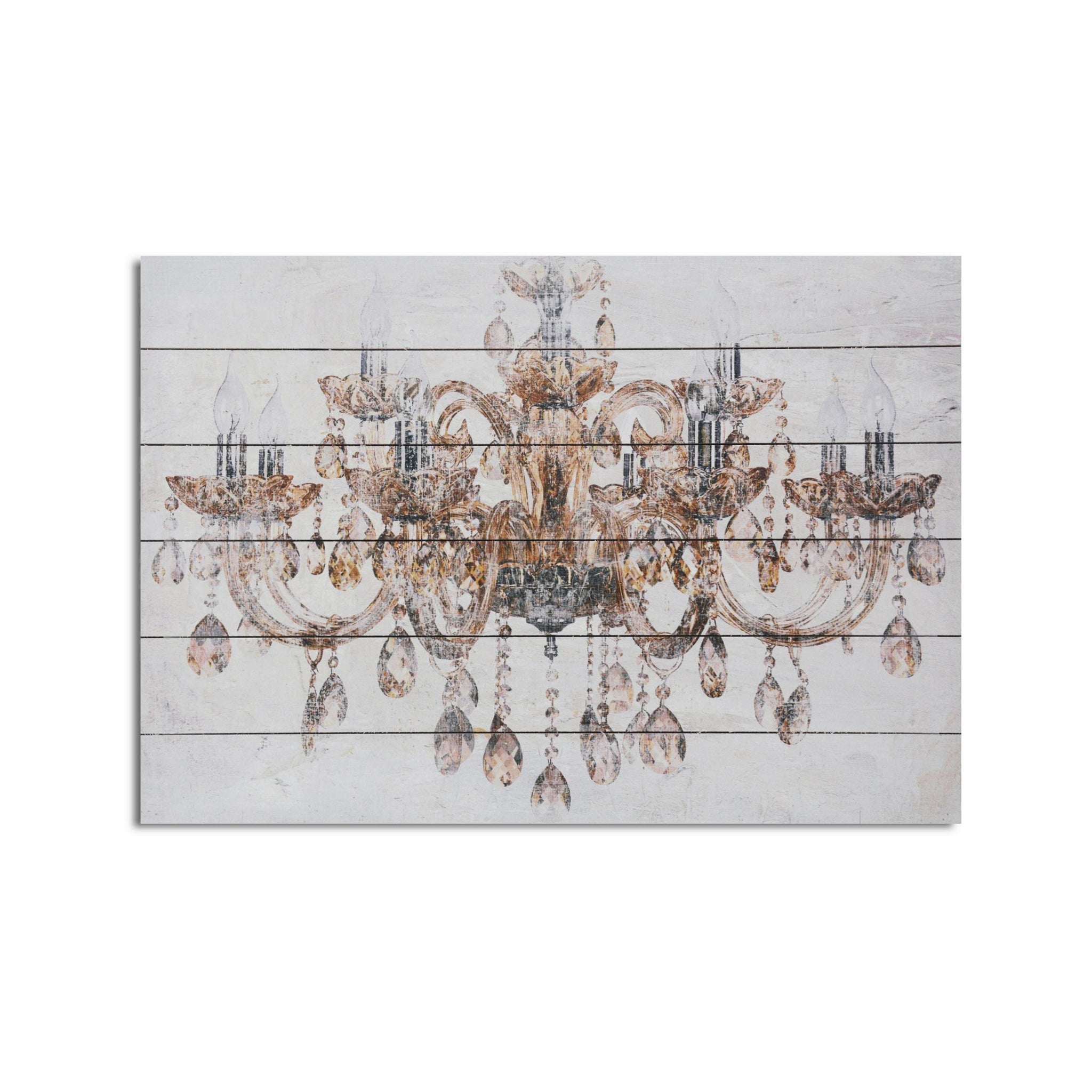 26" Luxurious Vintage Chandelier Wood Plank Wall Art