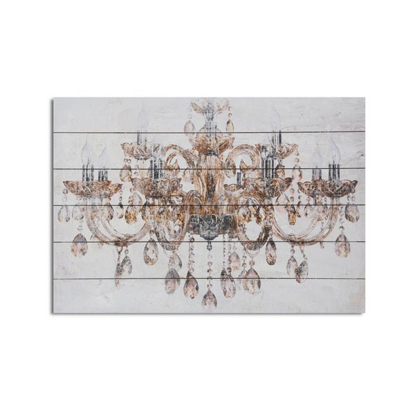 26" Luxurious Vintage Chandelier Wood Plank Wall Art