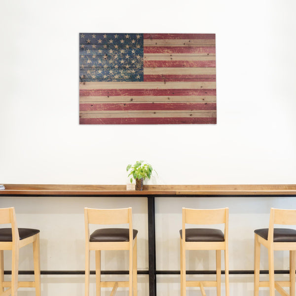 36" Striking USA Flag Wood Plank Wall Art