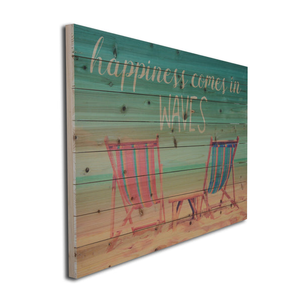 Happiness Comes in Waves Wood Plank Wall Art