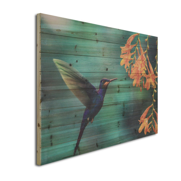 Delicate Hummingbird Wood Plank Wall Art