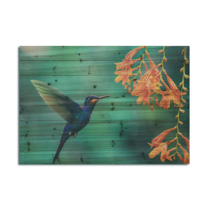 Delicate Hummingbird Wood Plank Wall Art