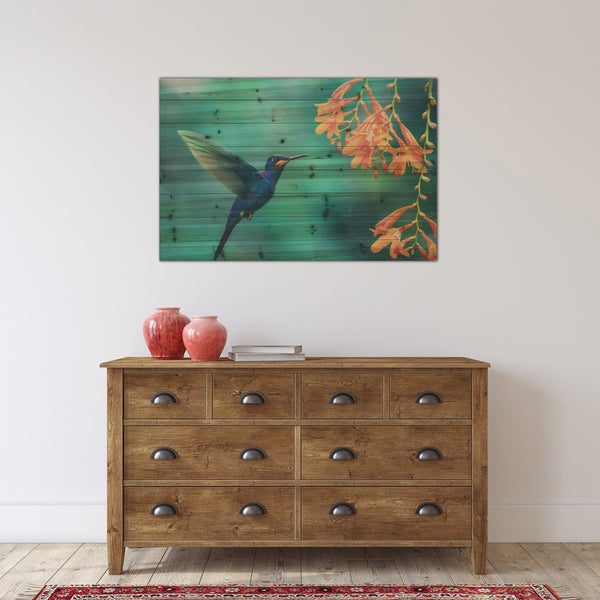 Delicate Hummingbird Wood Plank Wall Art