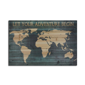 Adventure World Map Wood Plank Wall Art