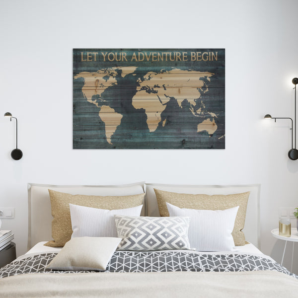 Adventure World Map Wood Plank Wall Art