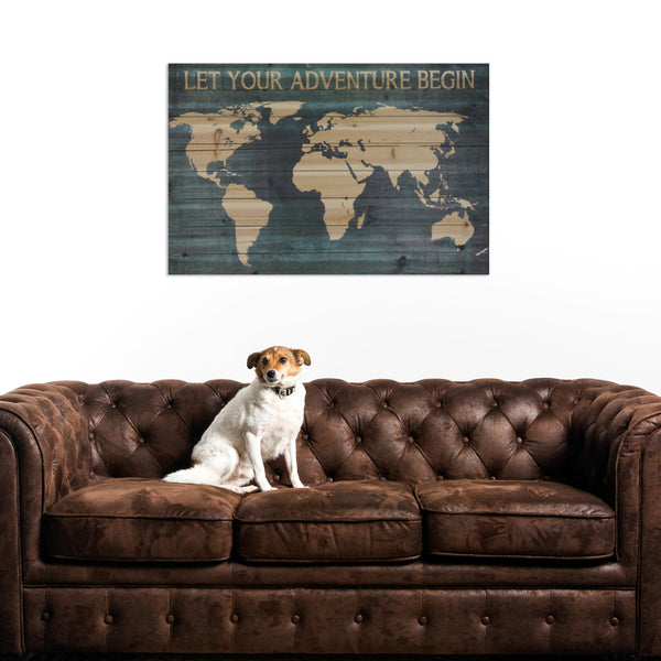 Adventure World Map Wood Plank Wall Art