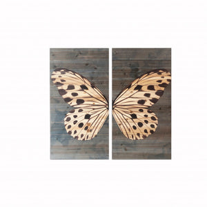 Two Piece Graceful Butterfly Wood Plank Wall Art