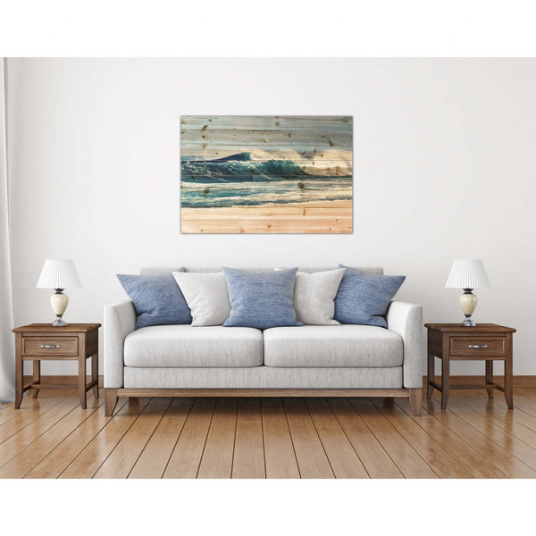 Crashing Waves on the Shoreline Wood Plank Wall Art