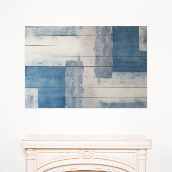 Abstract Soft Blue Pattern Wood Plank Wall Art