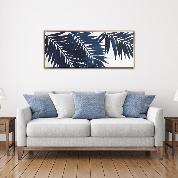 Bold Blue Palms Framed Canvas Wall Art