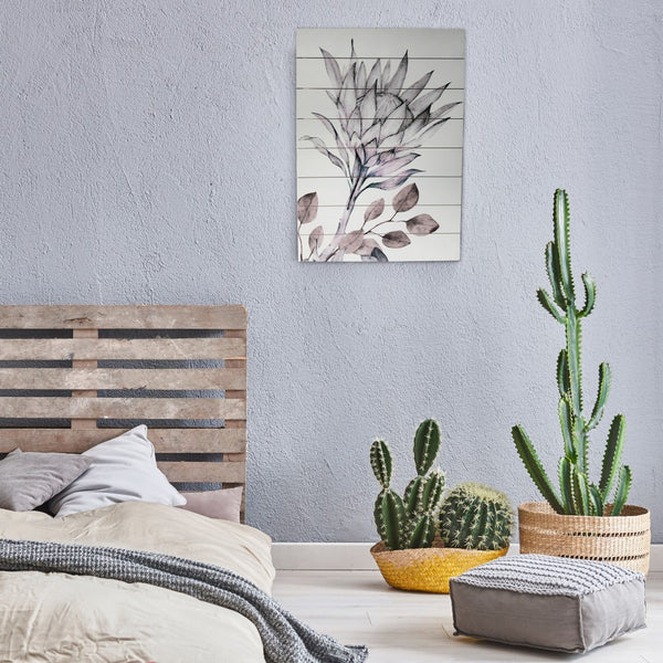 Muted Brown Protea Print Wood Plank Wall Art