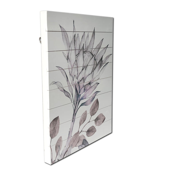 Muted Brown Protea Print Wood Plank Wall Art