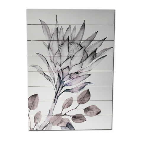 Muted Brown Protea Print Wood Plank Wall Art