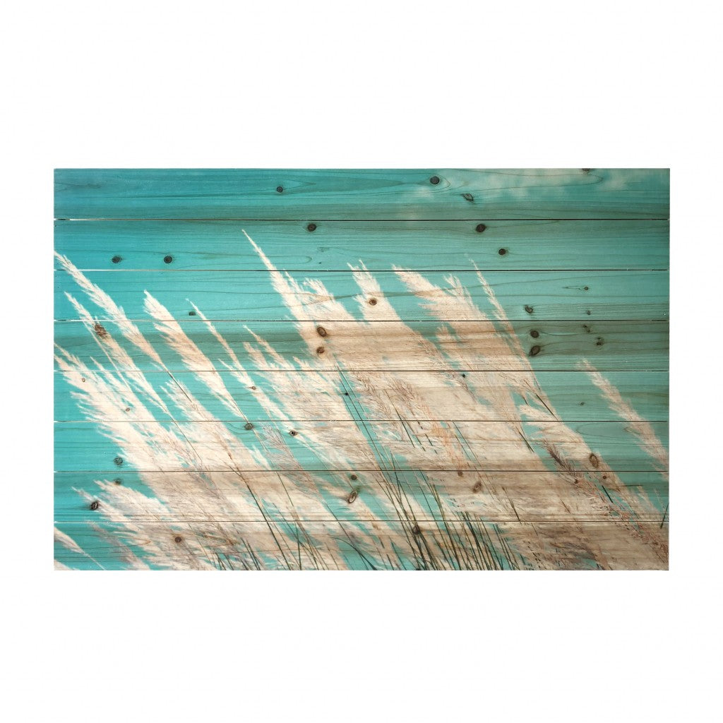 Grassy Wild Pampas Field Wood Plank Wall Art