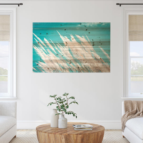 Grassy Wild Pampas Field Wood Plank Wall Art