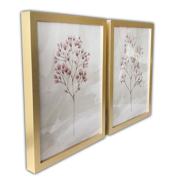 Two Piece Blush Pink Branch Framed Wall Art