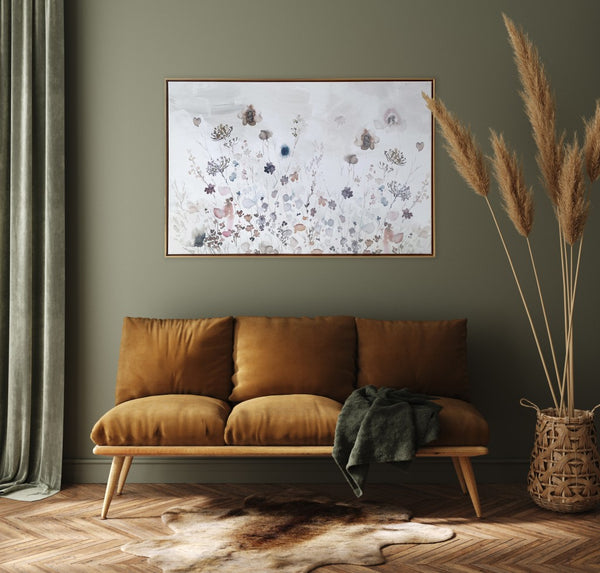 Contemporary Bohohemian Wildflowers Framed Canvas Wall Art