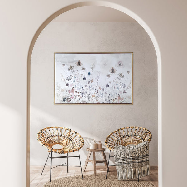 Contemporary Bohohemian Wildflowers Framed Canvas Wall Art