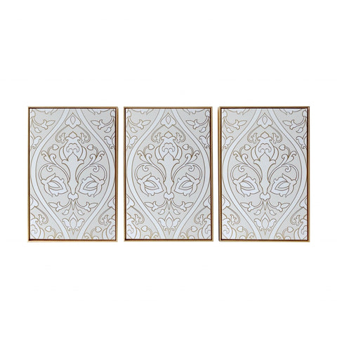 Baroque Inspired Triptych Gold Framed Canvas Wall Art Set