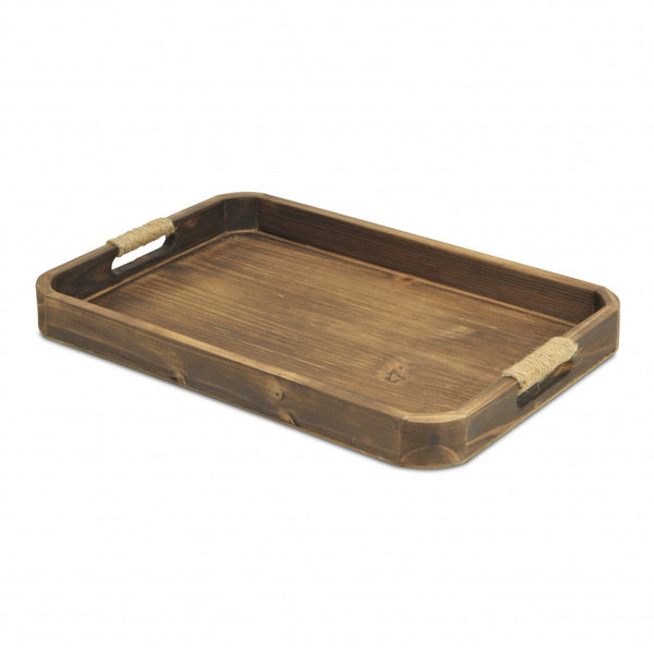 Natural Dark Brown Curved Wood Tray