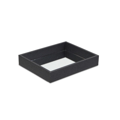 Black Shagreen Mirrored Tray