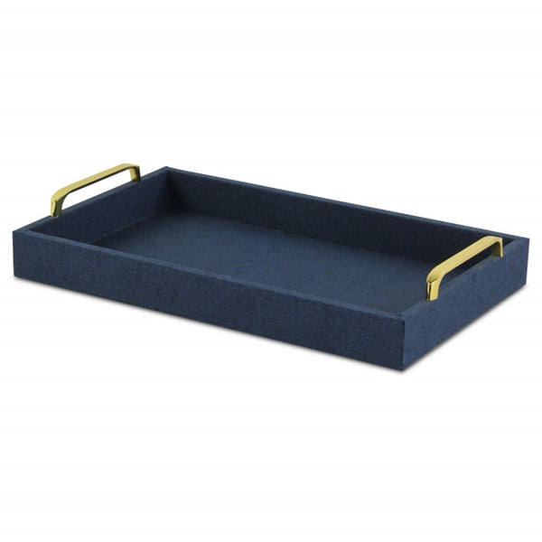 Navy Blue Linen and Wooden Tray