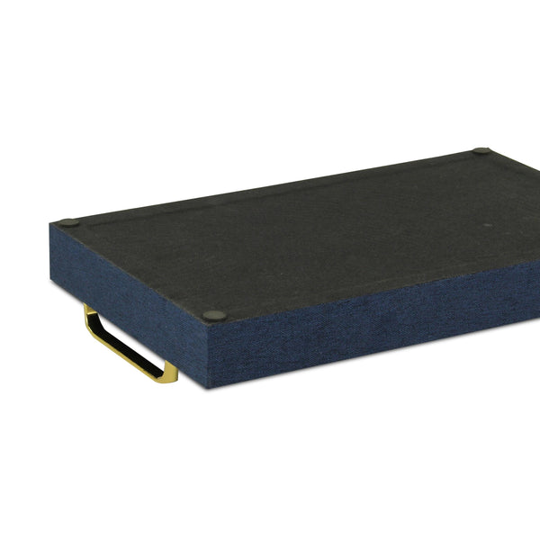 Navy Blue Linen and Wooden Tray