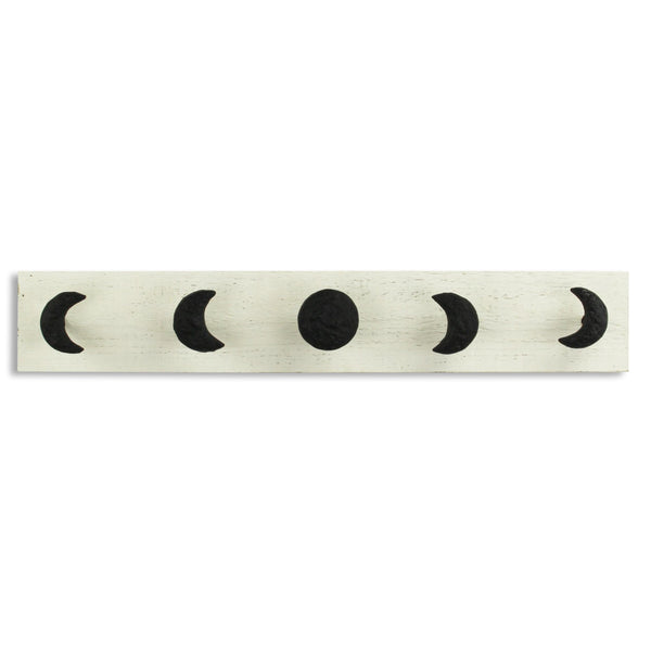 White and Black Moon Phase Five Hook Coat Hanger