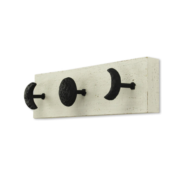 White and Black Moon Phase Three Hook Coat Hanger