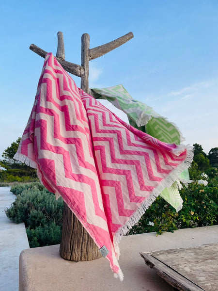 Berry Pink Chevron Design Turkish Beach Blanket