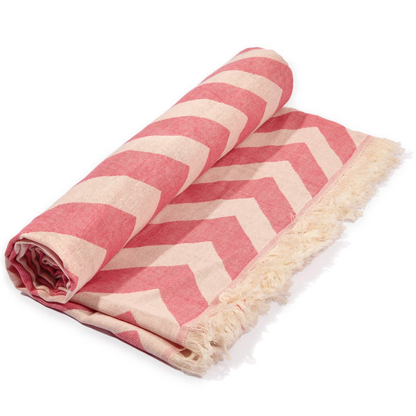 Berry Pink Chevron Design Turkish Beach Blanket