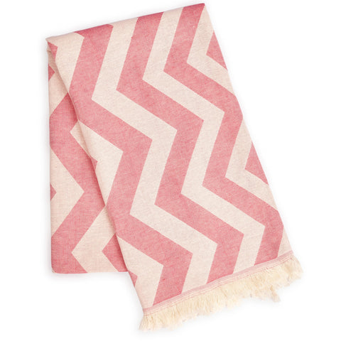 Berry Pink Chevron Design Turkish Beach Blanket