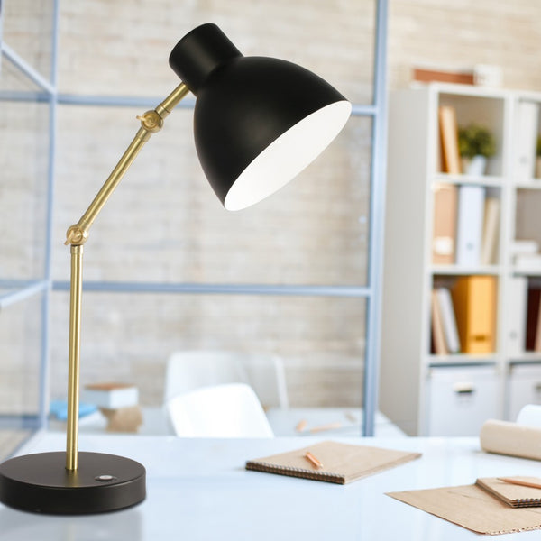 Matte Black and Gold Mod LED Adjustable Desk Lamp