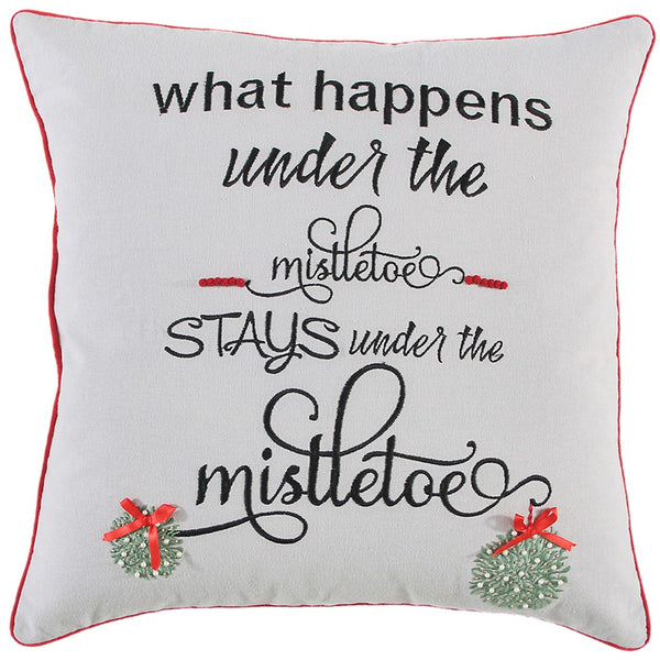 Gray What Happens Under the Mistletoe Throw Pillow