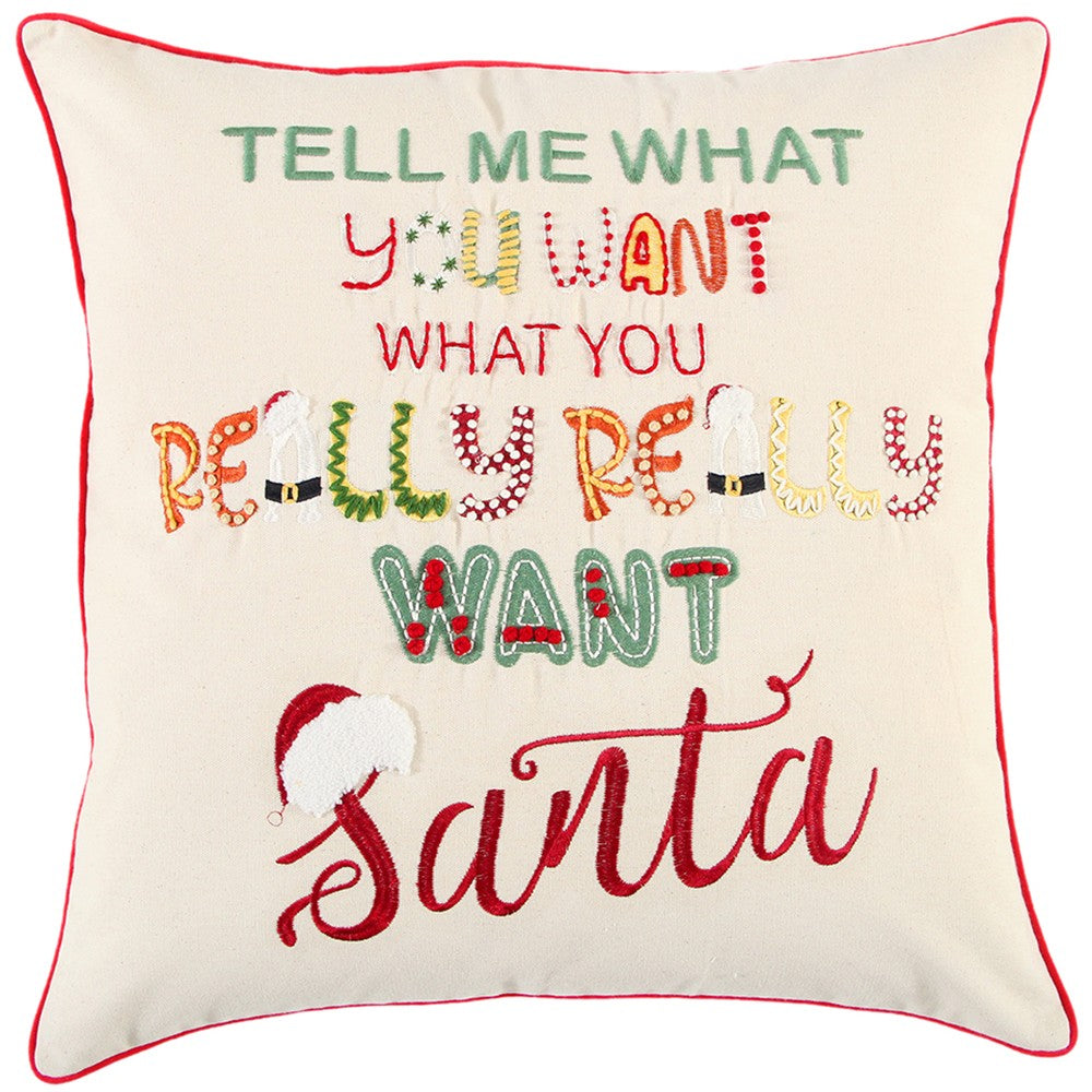 Ivory Red Cheeky Santa Sentiment Throw Pillow