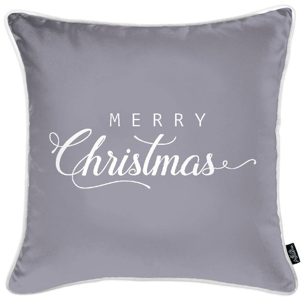 Set of 4 Gray and White Christmas Throw Pillows