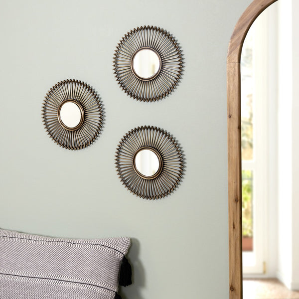 Set of Three Gold Wall Mirrors