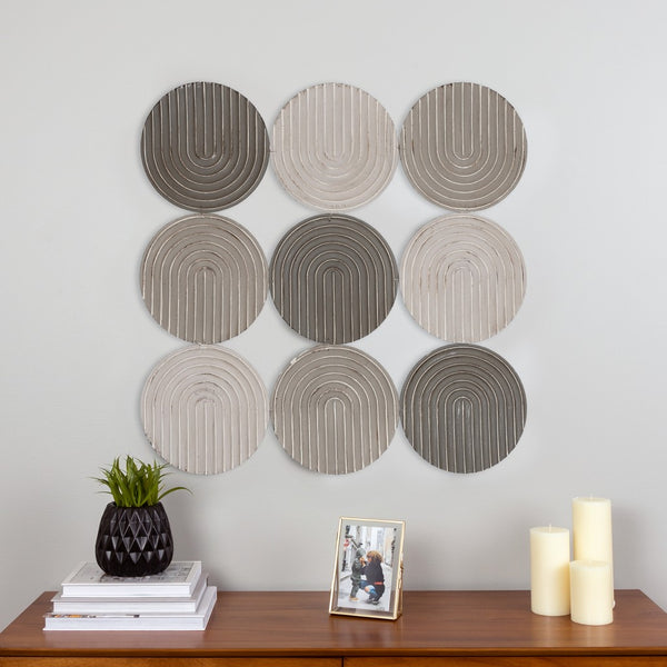 Neutral Textured Metal Plate Wall Décor