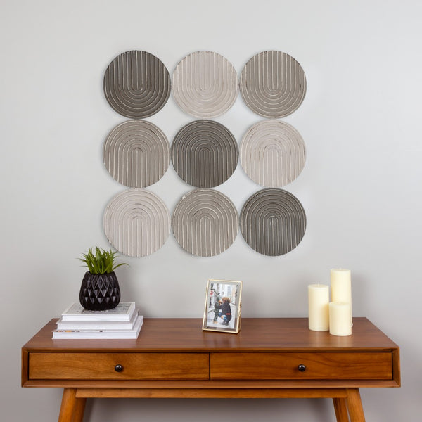 Neutral Textured Metal Plate Wall Décor